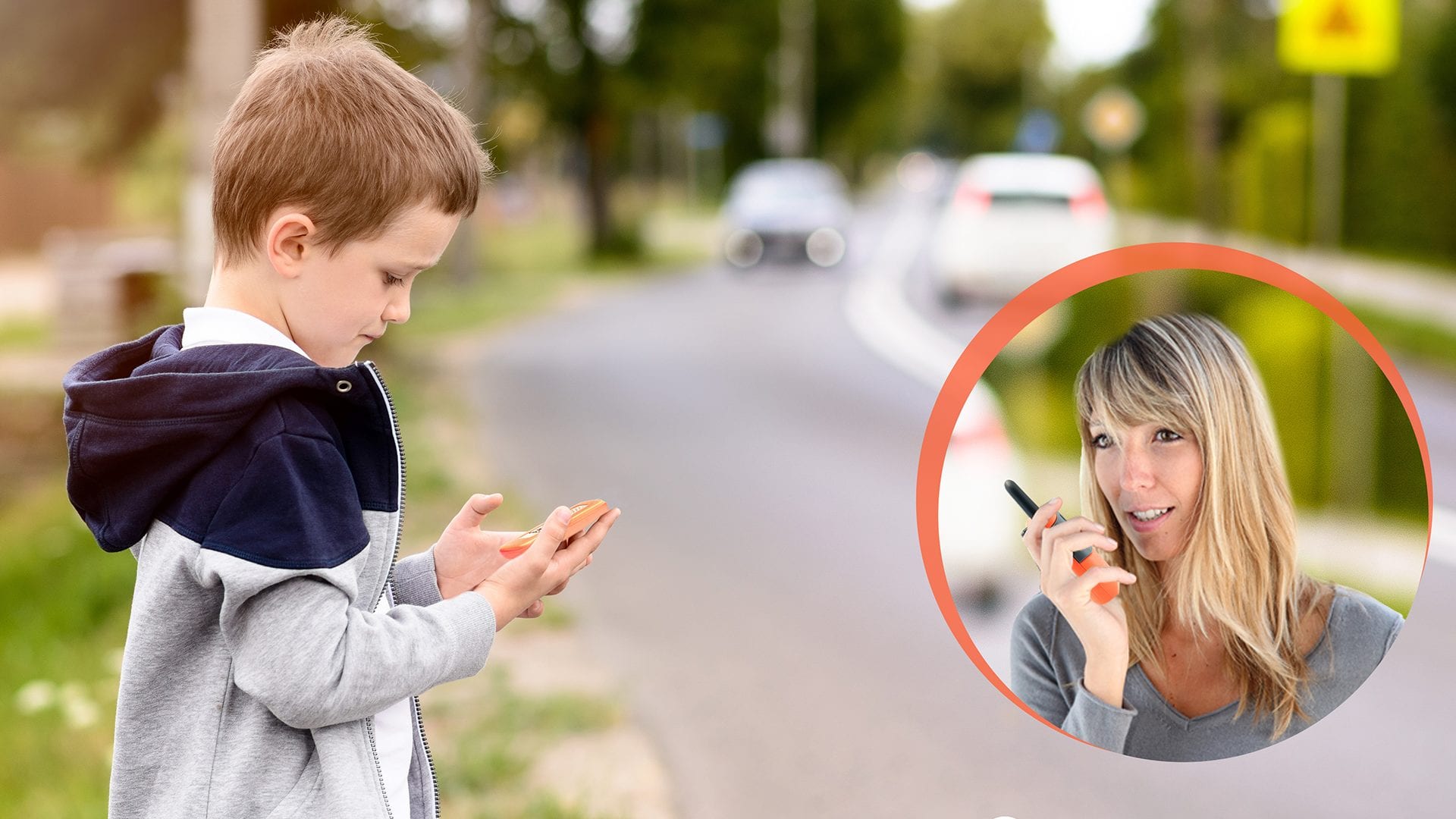 parent and child using cobra walkie talkie